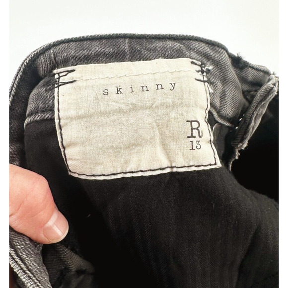 R-13 Women Low Rise Skinny Jeans Size 25 Distressed Grunge Punk Gray Stretch NWT - Picture 6 of 9